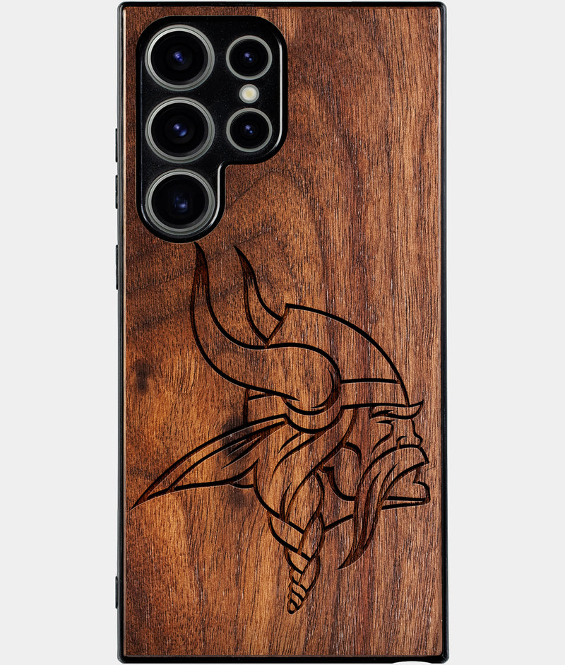 Best Wood Minnesota Vikings Samsung Galaxy S24 Ultra Case - Custom Engraved Cover - Engraved In Nature