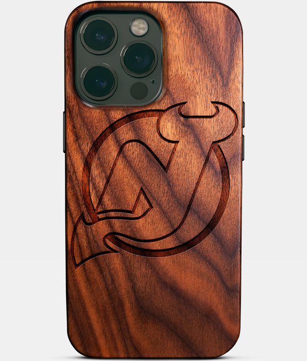 Custom New Jersey Devils iPhone 14/14 Pro/14 Pro Max/14 Plus Case - Wood Devils Cover - Eco-friendly New Jersey Devils iPhone 14 Case - Carved Wood Custom New Jersey Devils Gift For Him - Monogrammed Personalized iPhone 14 Cover By Engraved In Nature