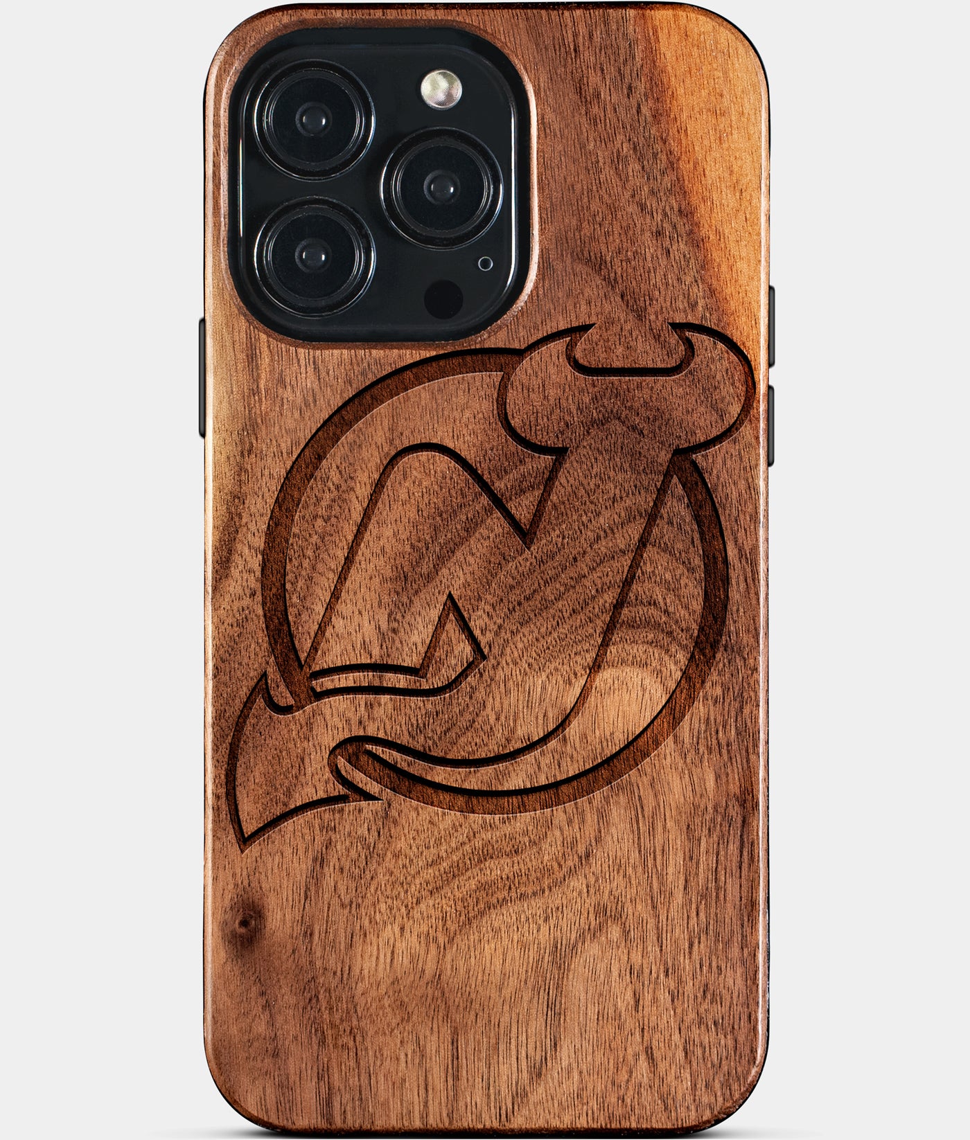 Custom New Jersey Devils iPhone 15/15 Pro/15 Pro Max/15 Plus Case - Wood Devils Cover - Eco-friendly New Jersey Devils iPhone 15 Case - Carved Wood Custom New Jersey Devils Gift For Him - Monogrammed Personalized iPhone 15 Cover By Engraved In Nature