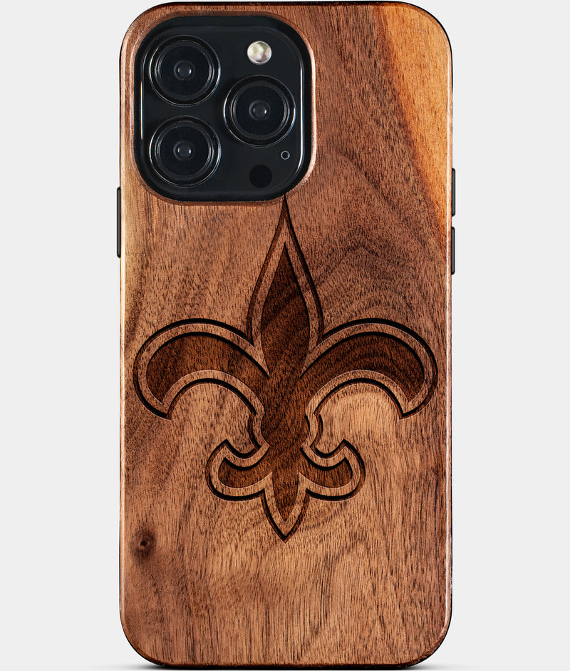 Custom New Orleans Saints iPhone 15/15 Pro/15 Pro Max/15 Plus Case - Wood Saints Cover - Eco-friendly New Orleans Saints iPhone 15 Case - Carved Wood Custom New Orleans Saints Gift For Him - Monogrammed Personalized iPhone 15 Cover By Engraved In Nature