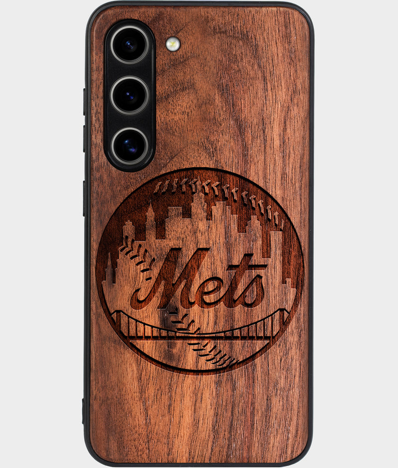 Best Wood New York Mets Samsung Galaxy S24 Plus Case - Custom Engraved Cover - Engraved In Nature