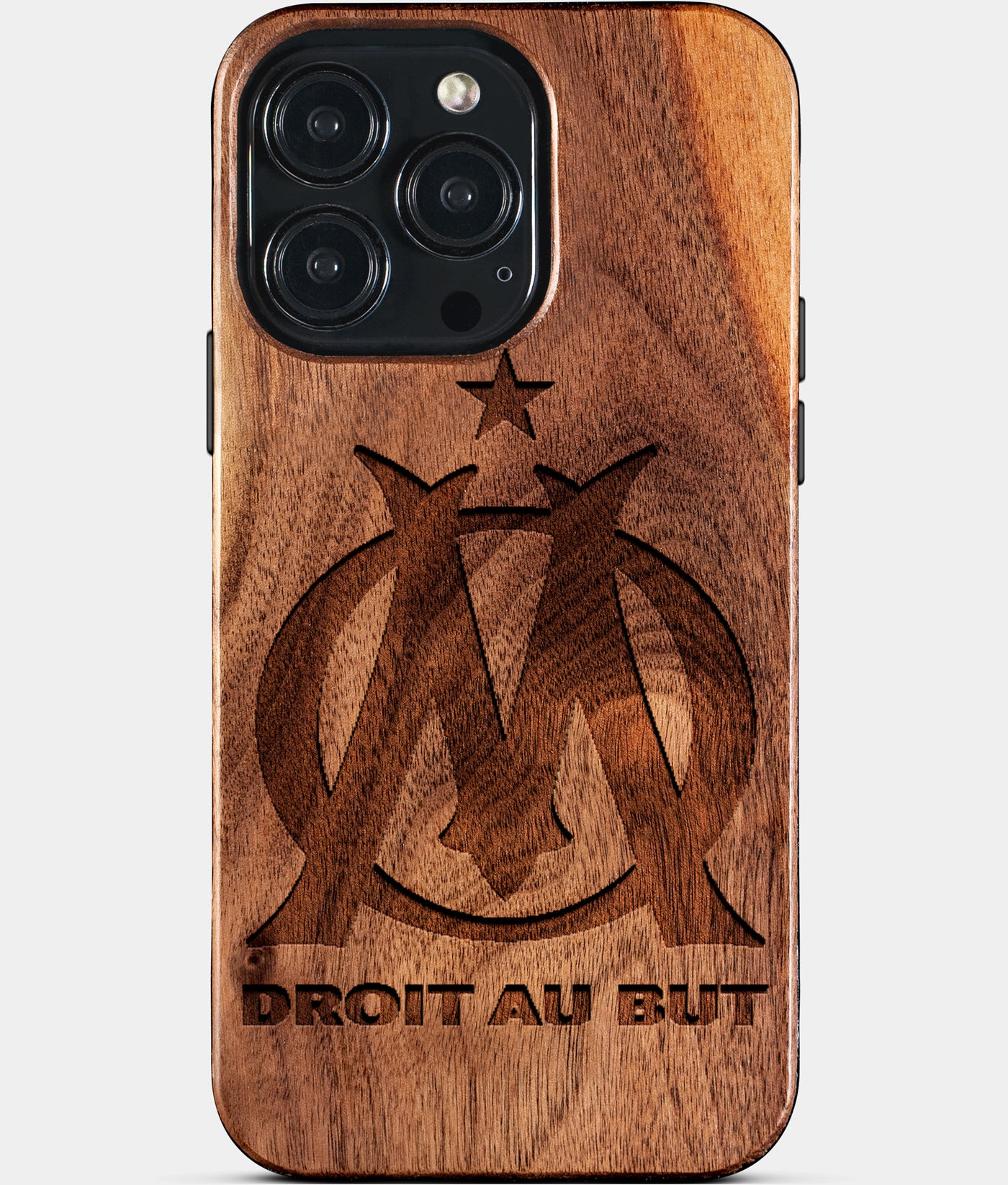 Custom Olympique De Marseille iPhone 15/15 Pro/15 Pro Max/15 Plus Case - Wood Olympique De Marseille Cover - Eco-friendly Olympique De Marseille iPhone 15 Case - Carved Wood Custom Olympique De Marseille Gift For Him - Monogrammed Personalized iPhone 15 Cover By Engraved In Nature