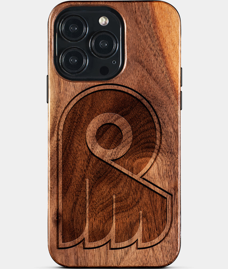 Custom Philadelphia Flyers iPhone 15/15 Pro/15 Pro Max/15 Plus Case - Wood Flyers Cover - Eco-friendly Philadelphia Flyers iPhone 15 Case - Carved Wood Custom Philadelphia Flyers Gift For Him - Monogrammed Personalized iPhone 15 Cover By Engraved In Nature