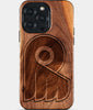 Custom Philadelphia Flyers iPhone 15/15 Pro/15 Pro Max/15 Plus Case - Wood Flyers Cover - Eco-friendly Philadelphia Flyers iPhone 15 Case - Carved Wood Custom Philadelphia Flyers Gift For Him - Monogrammed Personalized iPhone 15 Cover By Engraved In Nature