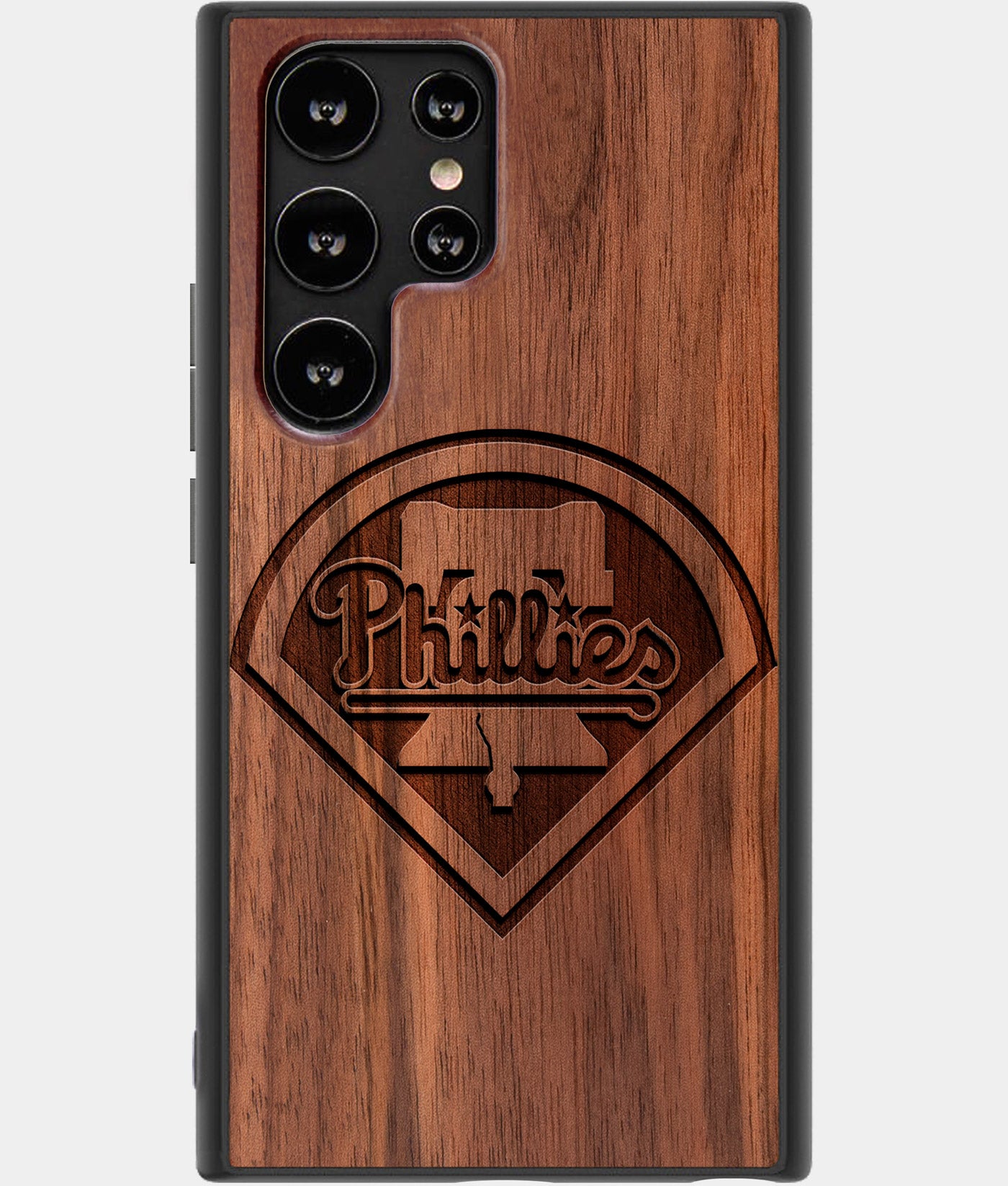 Best Wood Philadelphia Phillies Samsung Galaxy S23 Ultra Case - Custom Engraved Cover - Engraved In Nature