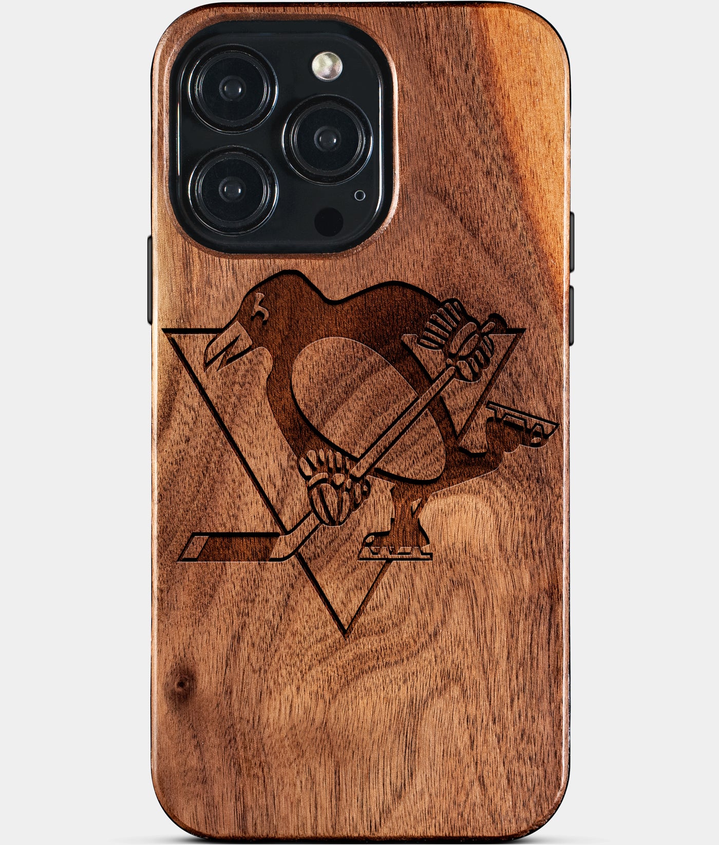 Custom Pittsburgh Penguins iPhone 15/15 Pro/15 Pro Max/15 Plus Case - Wood Penguins Cover - Eco-friendly Pittsburgh Penguins iPhone 15 Case - Carved Wood Custom Pittsburgh Penguins Gift For Him - Monogrammed Personalized iPhone 15 Cover By Engraved In Nature