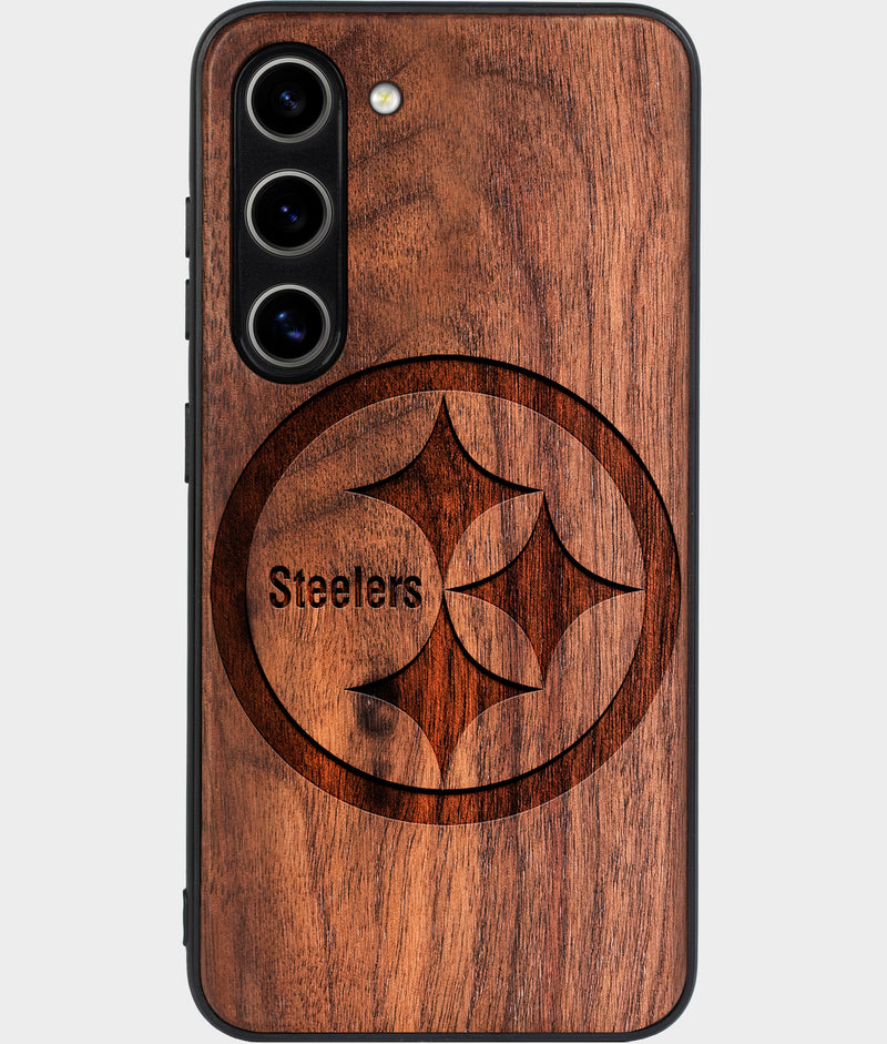 Best Wood Pittsburgh Steelers Samsung Galaxy S24 Plus Case - Custom Engraved Cover - Engraved In Nature