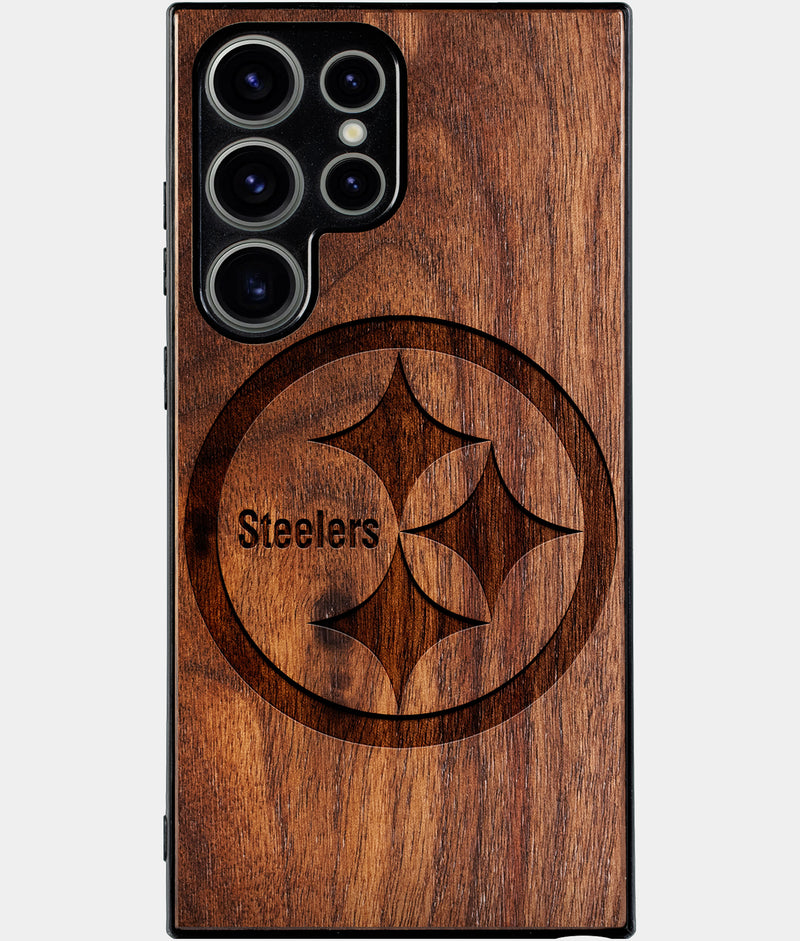 Best Wood Pittsburgh Steelers Samsung Galaxy S24 Ultra Case - Custom Engraved Cover - Engraved In Nature