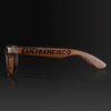 San Francisco California III Wood Sunglasses with custom engraving. Custom San Francisco California III Gifts For Men -  Sustainable San Francisco California III eco friendly products - Personalized San Francisco California III Birthday Gifts - Unique San Francisco California III travel Souvenirs and gift shops. San Francisco California III Wayfarer Eyewear and Shades Side