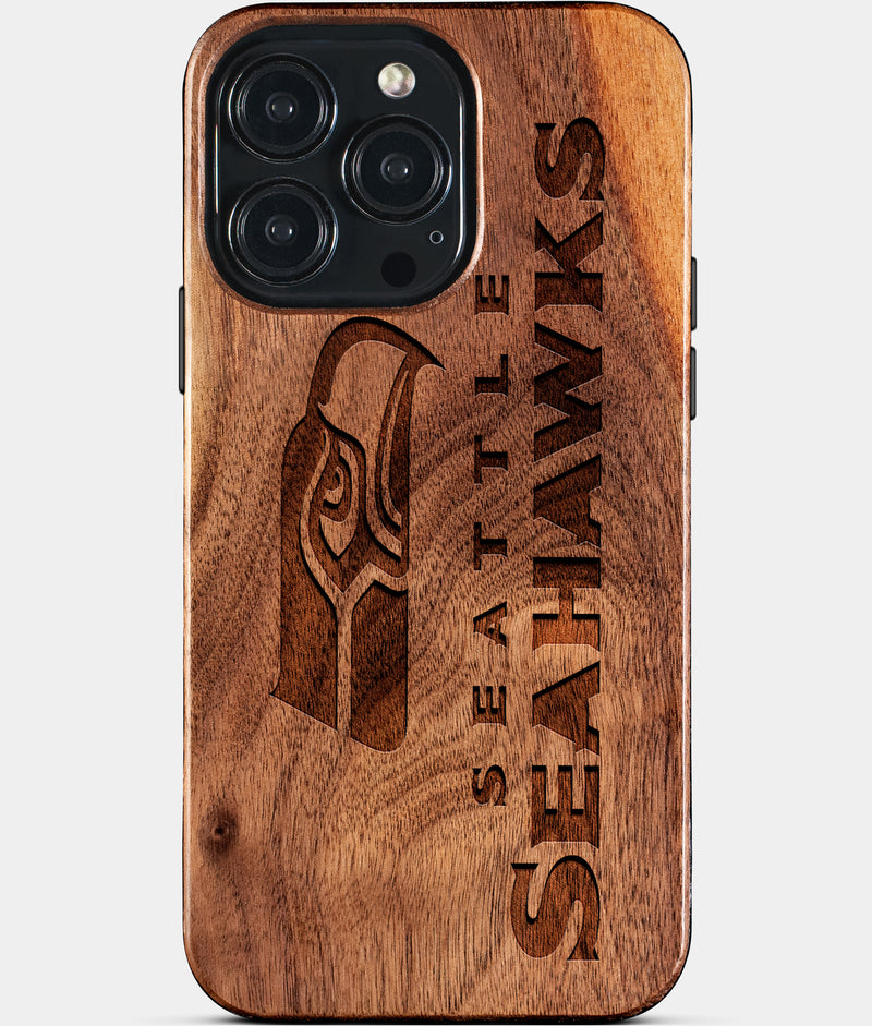 Custom Seattle Seahawks iPhone 15/15 Pro/15 Pro Max/15 Plus Case - Wood Seahawks Cover - Eco-friendly Seattle Seahawks iPhone 15 Case - Carved Wood Custom Seattle Seahawks Gift For Him - Monogrammed Personalized iPhone 15 Cover By Engraved In Nature