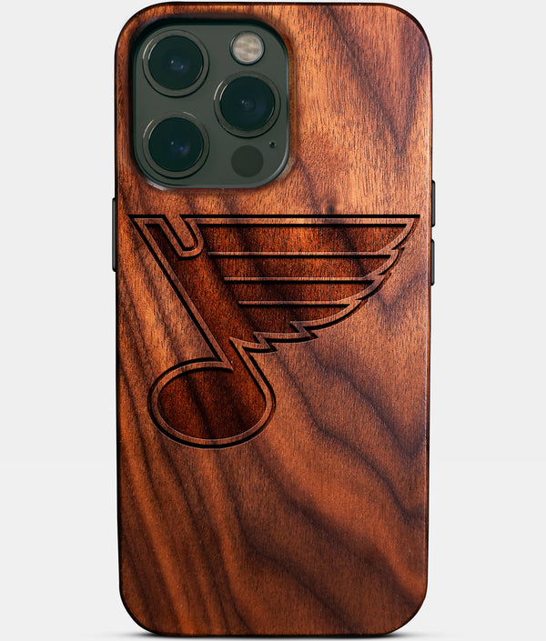 Custom St Louis Blues iPhone 14/14 Pro/14 Pro Max/14 Plus Case - Wood St Louis Blues Cover - Eco-friendly St Louis Blues iPhone 14 Case - Carved Wood Custom St Louis Blues Gift For Him - Monogrammed Personalized iPhone 14 Cover By Engraved In Nature