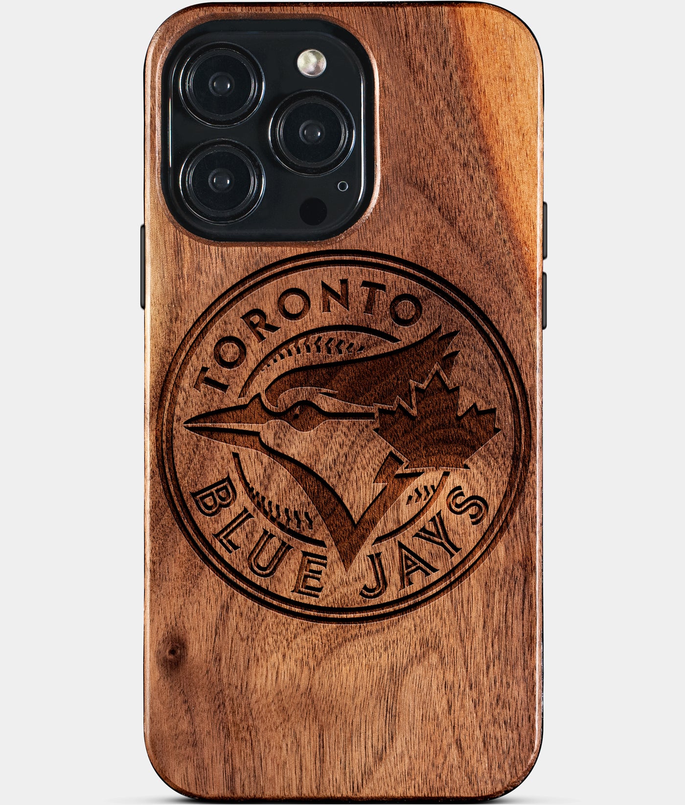 Custom Toronto Blue Jays iPhone 15/15 Pro/15 Pro Max/15 Plus Case - Wood Blue Jays Cover - Eco-friendly Toronto Blue Jays iPhone 15 Case - Carved Wood Custom Toronto Blue Jays Gift For Him - Monogrammed Personalized iPhone 15 Cover By Engraved In Nature