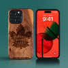 Custom Toronto Maple Leafs iPhone 15/15 Pro/15 Pro Max/15 Plus Case - Carved Wood Maple Leafs Cover