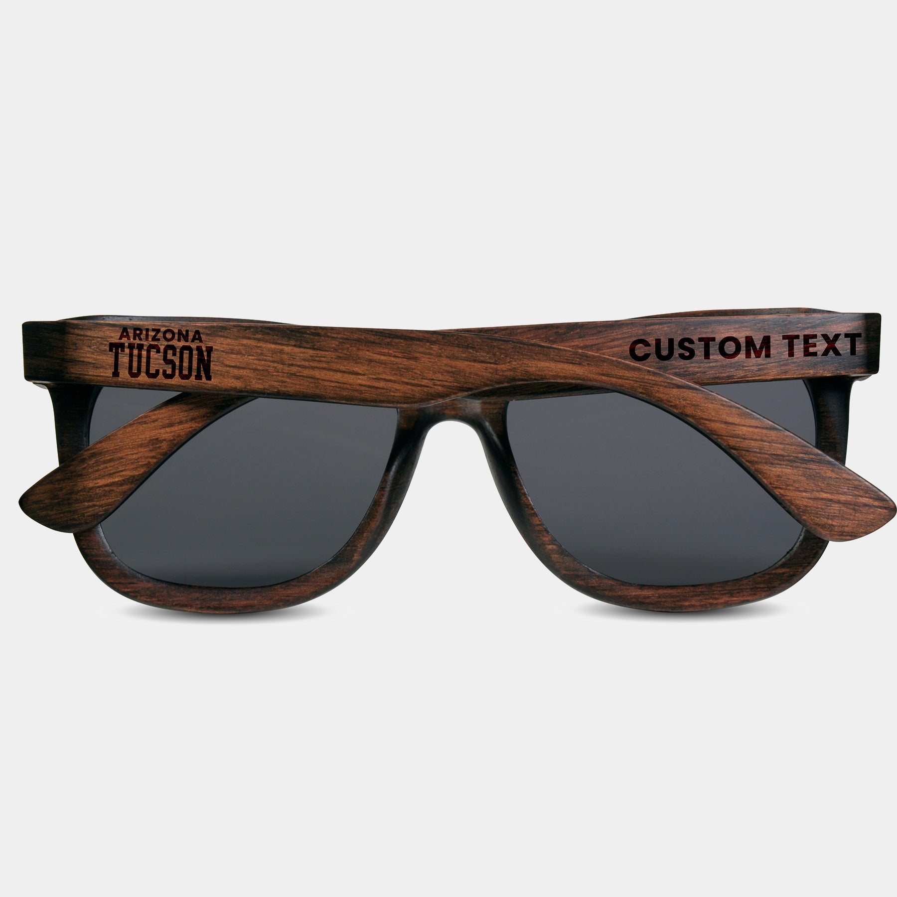 Tucson Arizona II Wood Sunglasses with custom engraving. Custom Tucson Arizona II Gifts For Men -  Sustainable Tucson Arizona II eco friendly products - Personalized Tucson Arizona II Birthday Gifts - Unique Tucson Arizona II travel Souvenirs and gift shops. Tucson Arizona II Wayfarer Eyewear and Shades 