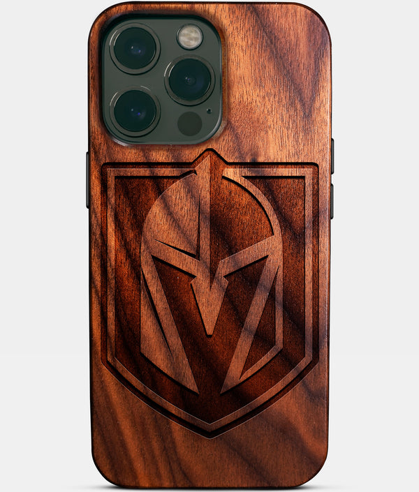 Custom Vegas Golden Knights iPhone 14/14 Pro/14 Pro Max/14 Plus Case - Wood Golden Knights Cover - Eco-friendly Vegas Golden Knights iPhone 14 Case - Carved Wood Custom Vegas Golden Knights Gift For Him - Monogrammed Personalized iPhone 14 Cover By Engraved In Nature