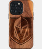 Custom Vegas Golden Knights iPhone 15/15 Pro/15 Pro Max/15 Plus Case - Wood Golden Knights Cover - Eco-friendly Vegas Golden Knights iPhone 15 Case - Carved Wood Custom Vegas Golden Knights Gift For Him - Monogrammed Personalized iPhone 15 Cover By Engraved In Nature