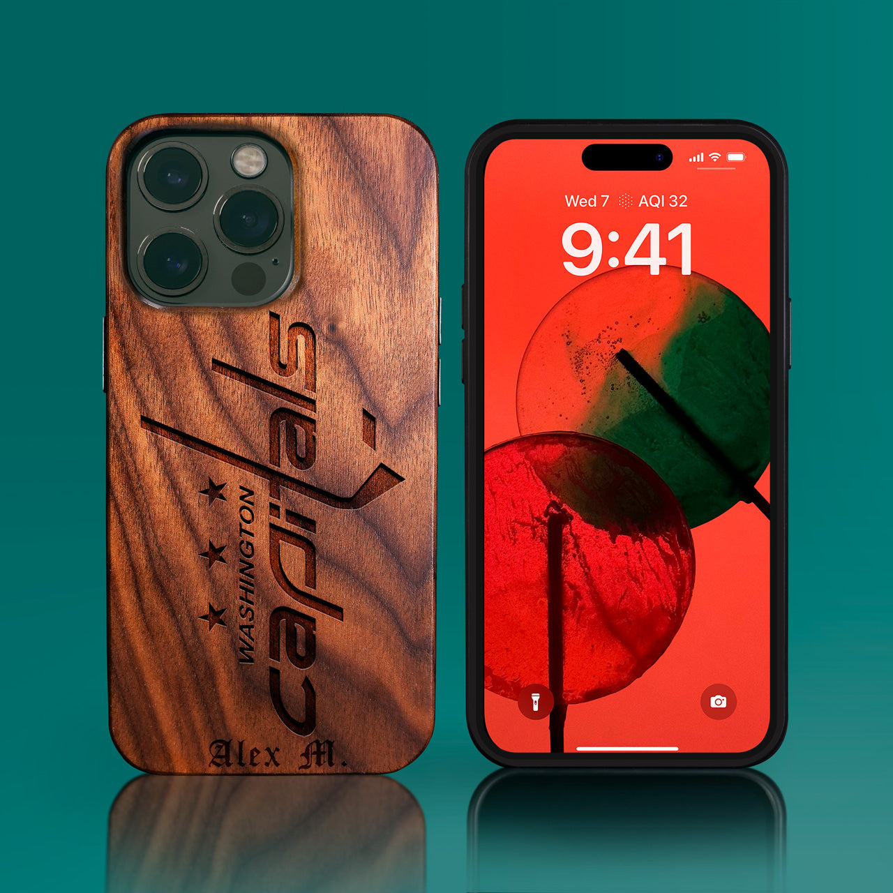 Custom Washington Capitals iPhone 14/14 Pro/14 Pro Max/14 Plus Case - Carved Wood Capitals Cover