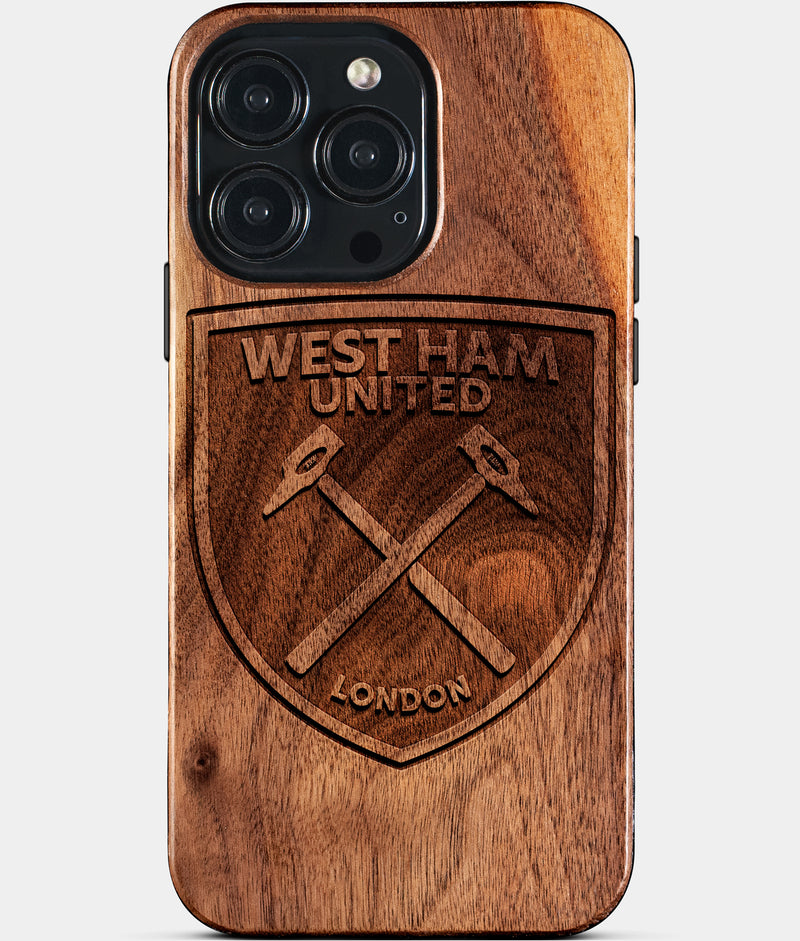 Custom West Ham United F.C. iPhone 15/15 Pro/15 Pro Max/15 Plus Case - Wood West Ham United FC Cover - Eco-friendly West Ham United FC iPhone 15 Case - Carved Wood Custom West Ham United FC Gift For Him - Monogrammed Personalized iPhone 15 Cover By Engraved In Nature