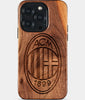 Eco-friendly AC Milan iPhone 15 Pro Case - Carved Wood Custom AC Milan Gift For Him - Monogrammed Personalized iPhone 15 Pro Cover By Engraved In Nature