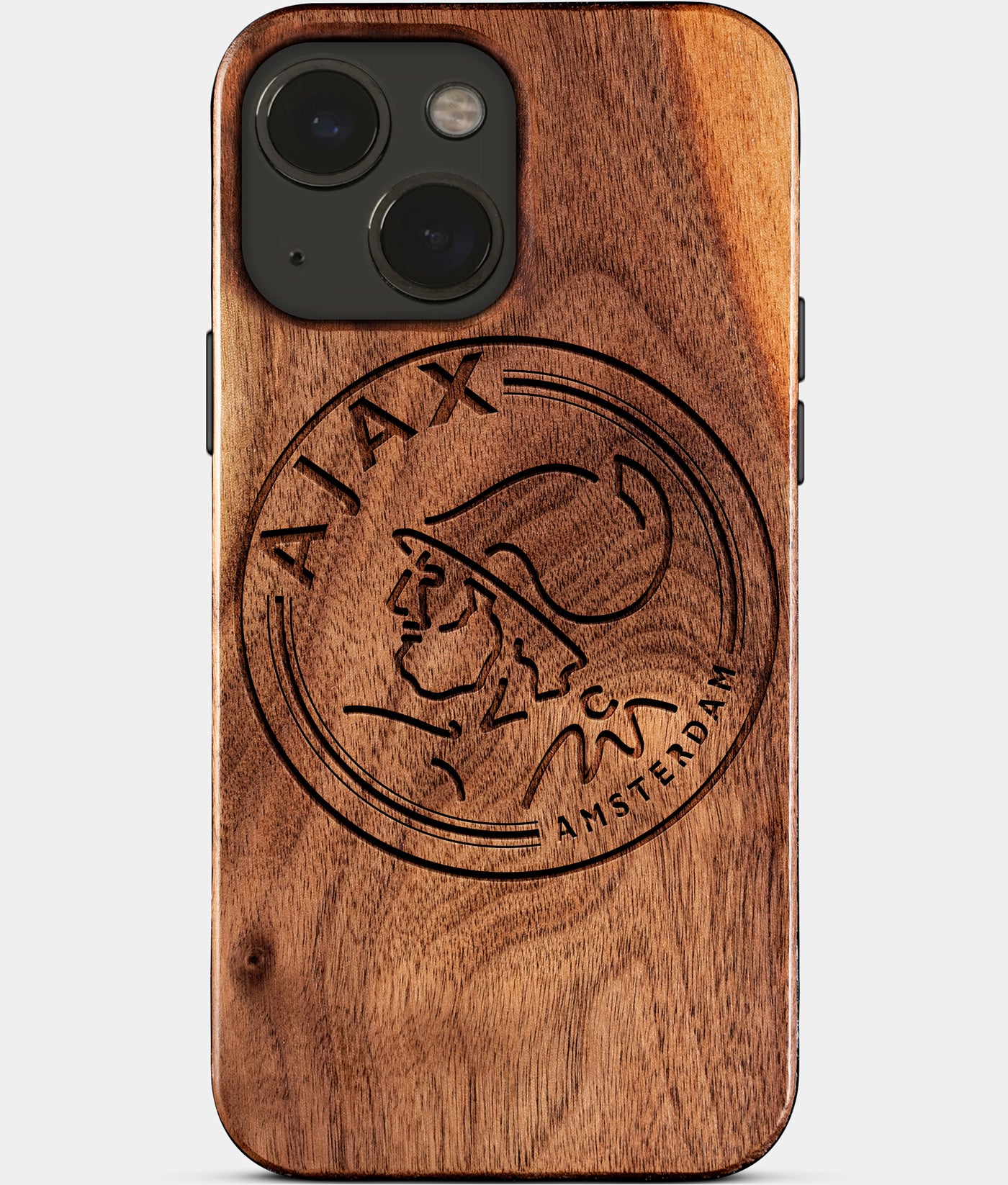 Eco-friendly AFC Ajax iPhone 15 Plus Case - Carved Wood Custom AFC Ajax Gift For Him - Monogrammed Personalized iPhone 15 Plus Cover By Engraved In Nature