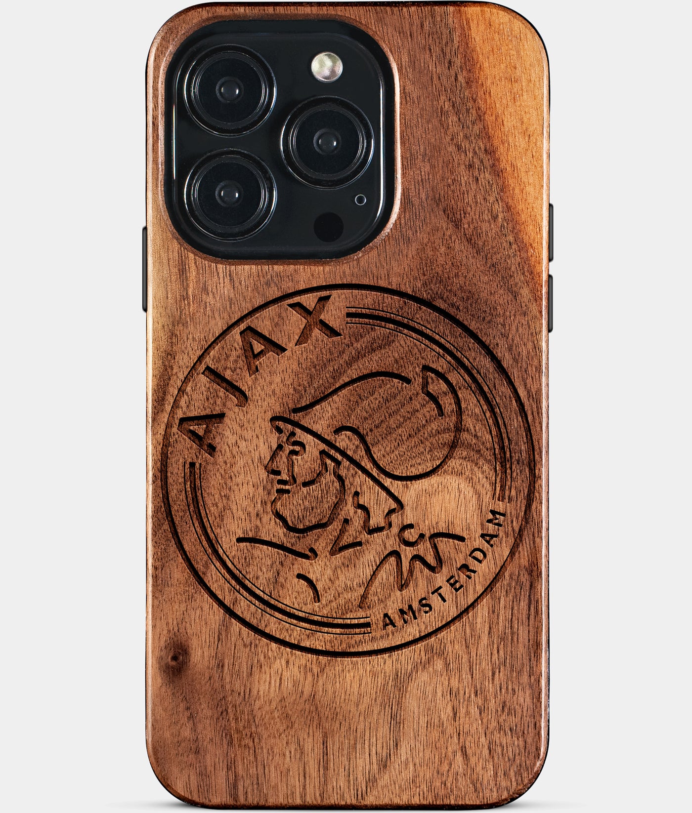 Eco-friendly AFC Ajax iPhone 15 Pro Case - Carved Wood Custom AFC Ajax Gift For Him - Monogrammed Personalized iPhone 15 Pro Cover By Engraved In Nature