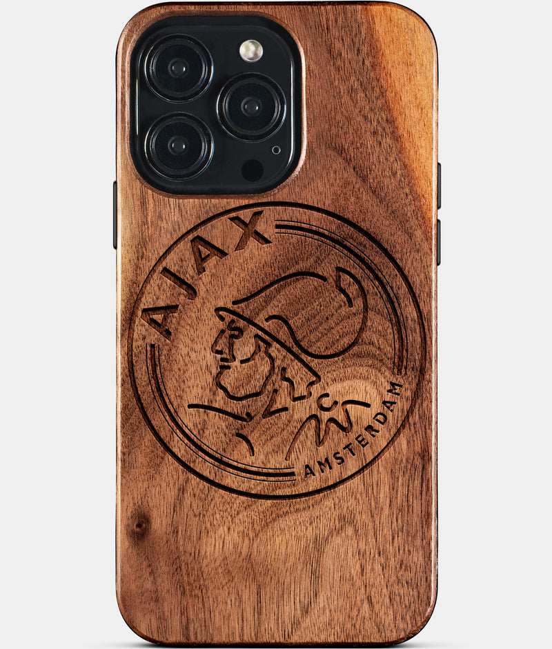 Eco-friendly AFC Ajax iPhone 15 Pro Max Case - Carved Wood Custom AFC Ajax Gift For Him - Monogrammed Personalized iPhone 15 Pro Max Cover By Engraved In Nature