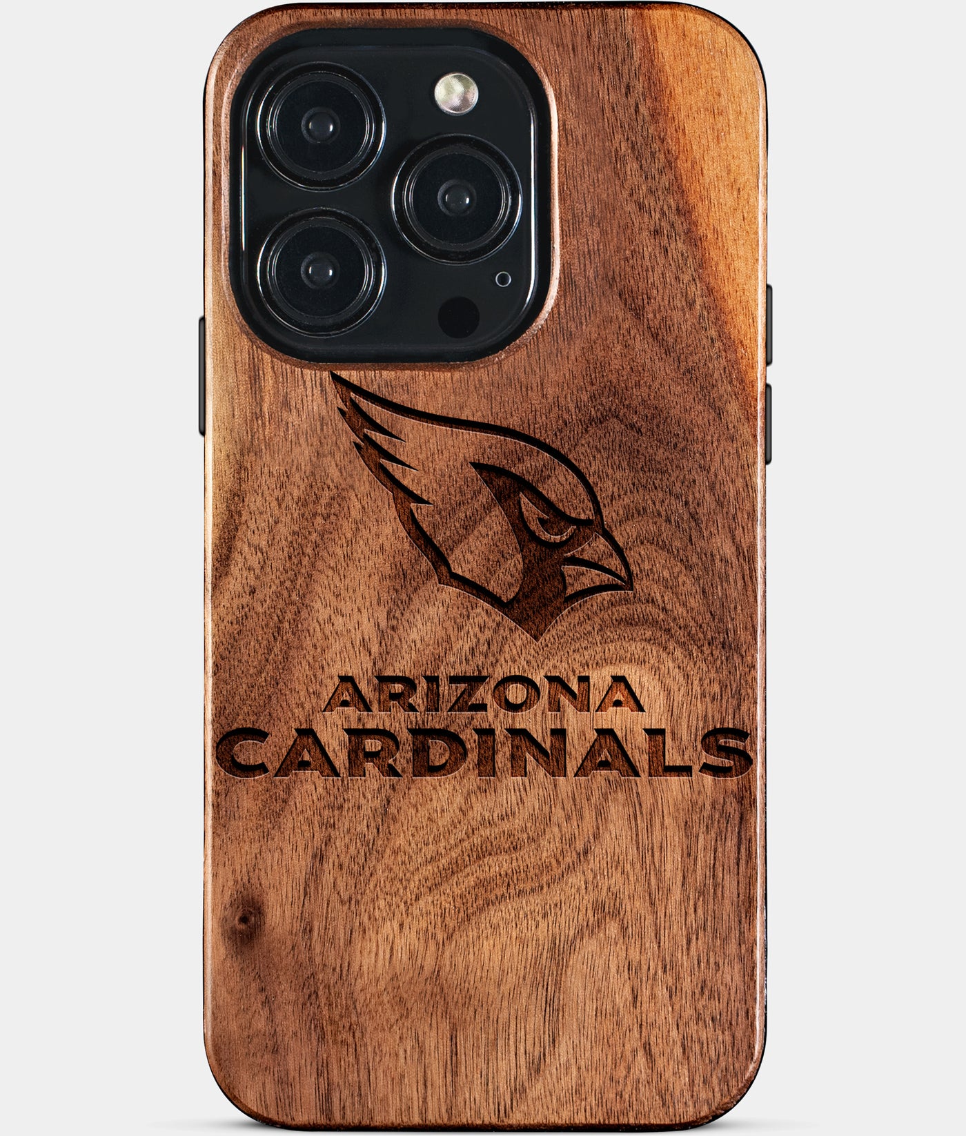 Eco-friendly Arizona Cardinals iPhone 15 Pro Case - Carved Wood Custom Arizona Cardinals Gift For Him - Monogrammed Personalized iPhone 15 Pro Cover By Engraved In Nature