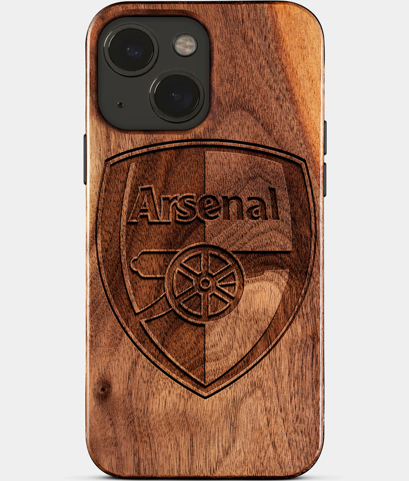 Eco-friendly Arsenal FC iPhone 15 Case - Carved Wood Custom Arsenal FC Gift For Him - Monogrammed Personalized iPhone 15 Cover By Engraved In Nature