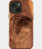 Eco-friendly Atlanta Falcons iPhone 15 Case - Carved Wood Custom Atlanta Falcons Gift For Him - Monogrammed Personalized iPhone 15 Cover By Engraved In Nature