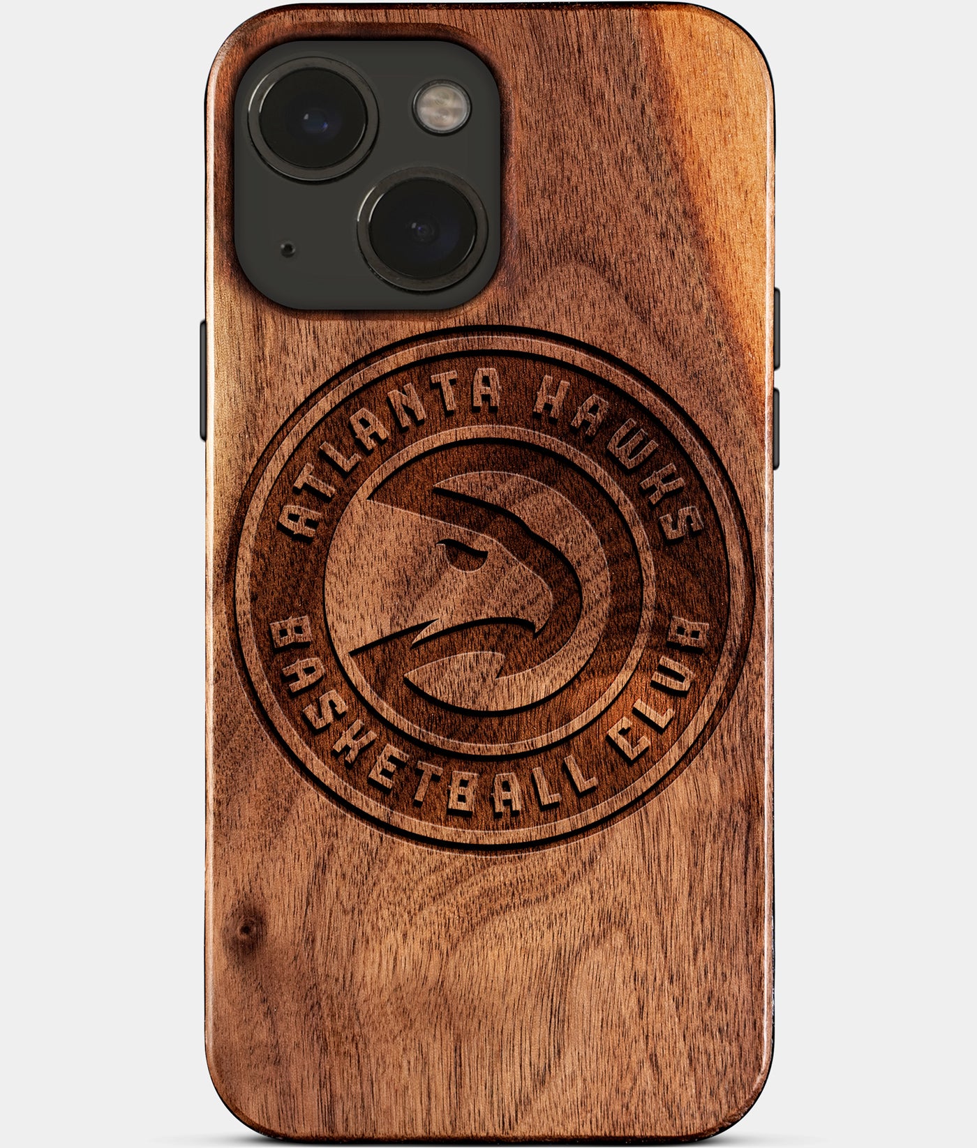 Eco-friendly Atlanta Hawks iPhone 15 Case - Carved Wood Custom Atlanta Hawks Gift For Him - Monogrammed Personalized iPhone 15 Cover By Engraved In Nature