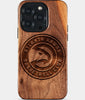 Eco-friendly Atlanta Hawks iPhone 15 Pro Case - Carved Wood Custom Atlanta Hawks Gift For Him - Monogrammed Personalized iPhone 15 Pro Cover By Engraved In Nature