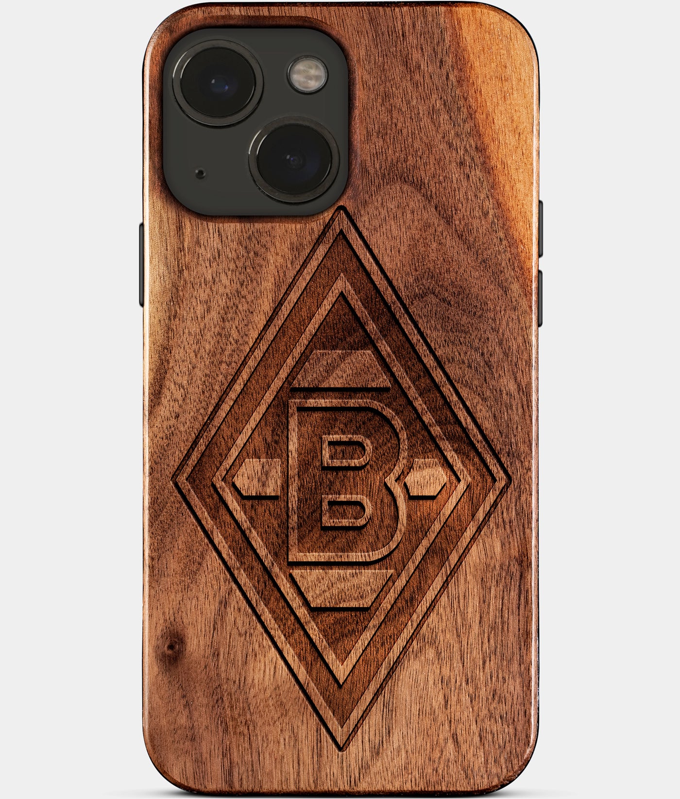 Eco-friendly Borussia Monchengladbach iPhone 15 Case - Carved Wood Custom Borussia Monchengladbach Gift For Him - Monogrammed Personalized iPhone 15 Cover By Engraved In Nature