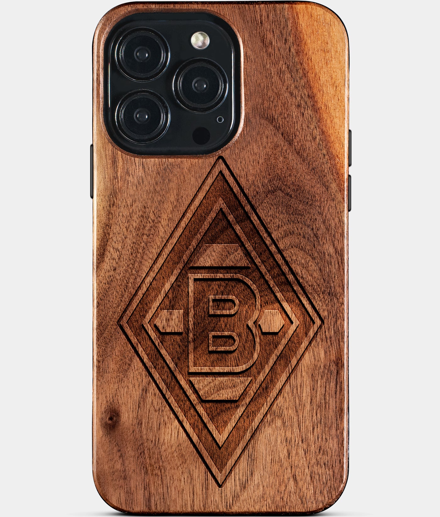 Eco-friendly Borussia Monchengladbach iPhone 15 Pro Max Case - Carved Wood Custom Borussia Monchengladbach Gift For Him - Monogrammed Personalized iPhone 15 Pro Max Cover By Engraved In Nature