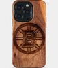 Eco-friendly Boston Bruins iPhone 15 Pro Case - Carved Wood Custom Boston Bruins Gift For Him - Monogrammed Personalized iPhone 15 Pro Cover By Engraved In Nature