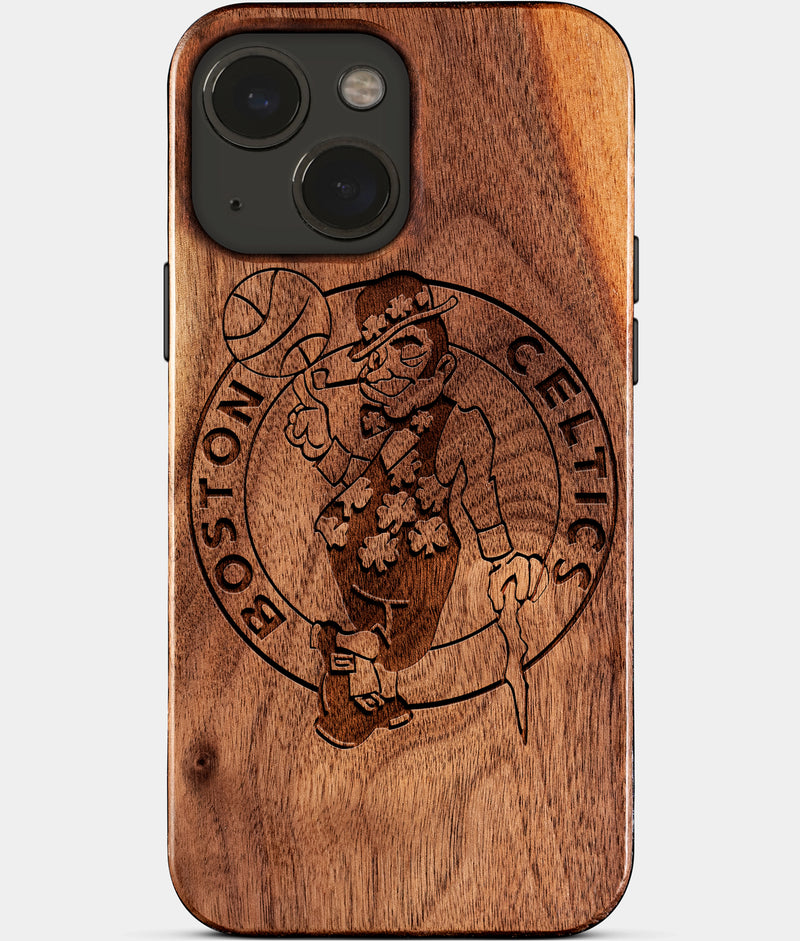 Eco-friendly Boston Celtics iPhone 15 Case - Carved Wood Custom Boston Celtics Gift For Him - Monogrammed Personalized iPhone 15 Cover By Engraved In Nature