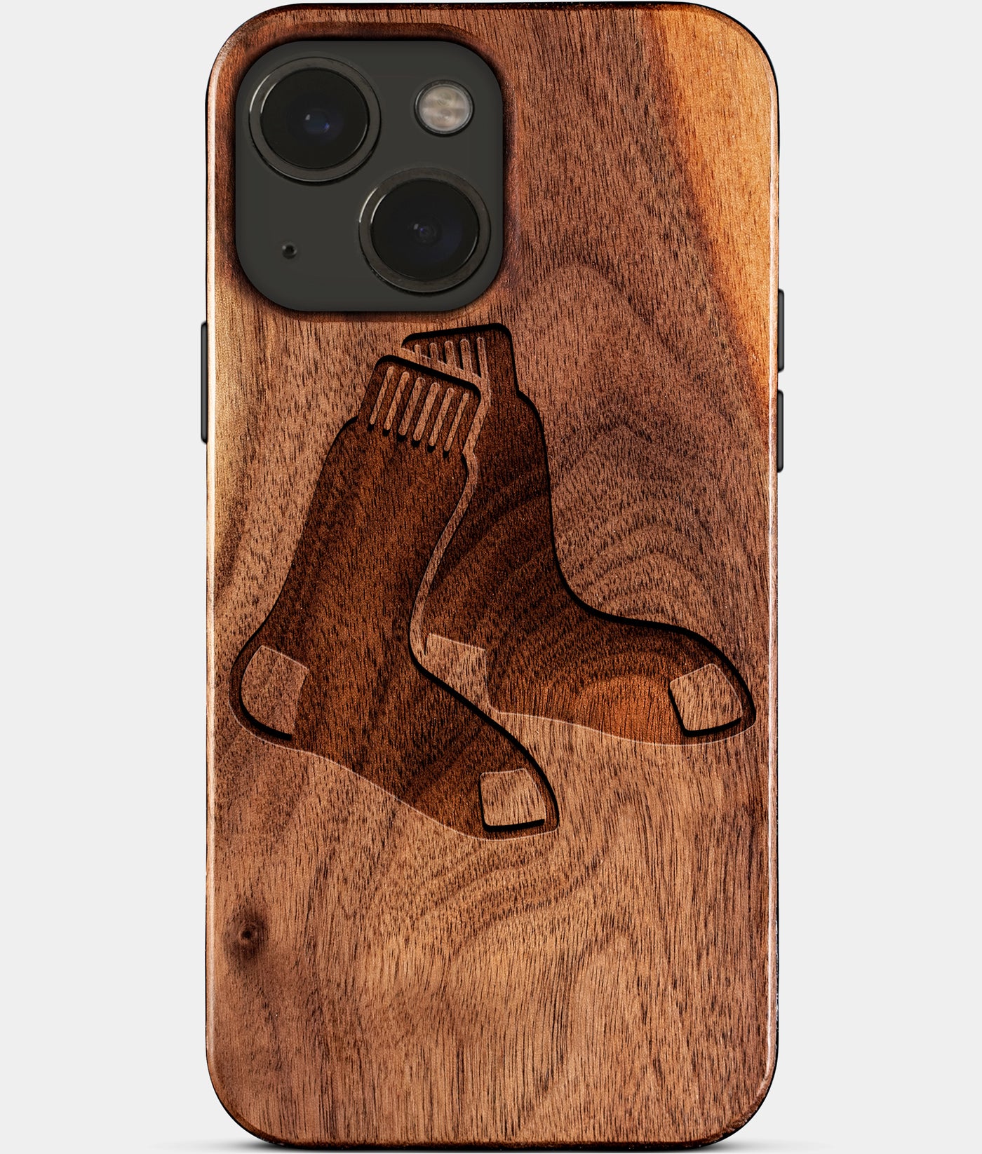 Eco-friendly Boston Red Sox iPhone 15 Plus Case - Carved Wood Custom Boston Red Sox Gift For Him - Monogrammed Personalized iPhone 15 Plus Cover By Engraved In Nature