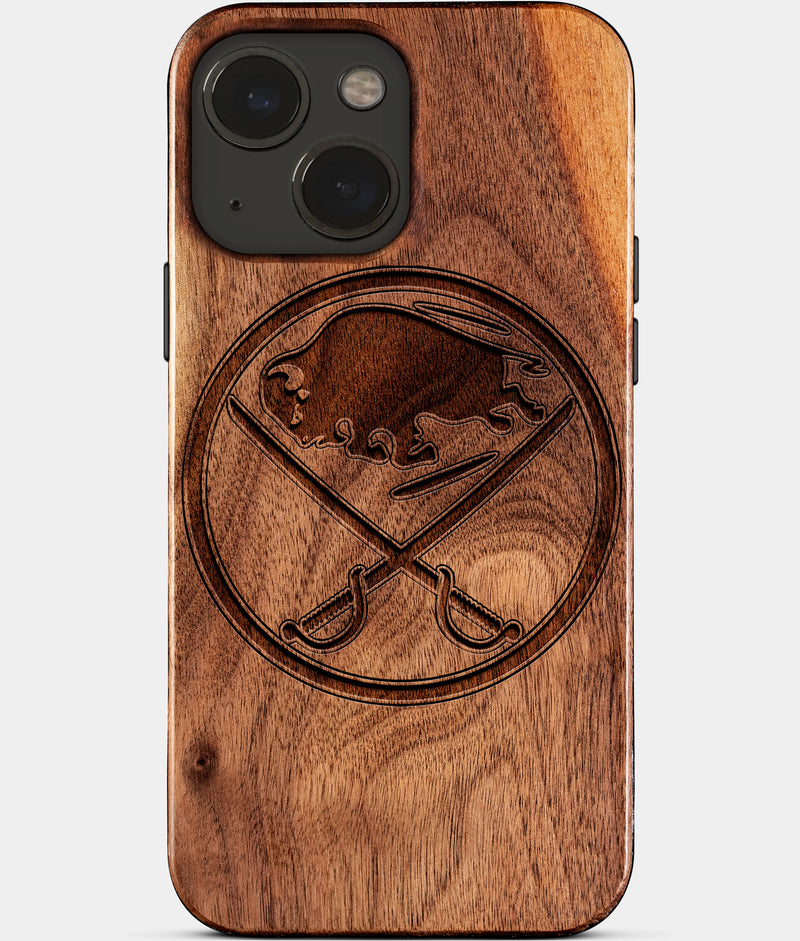 Eco-friendly Buffalo Sabres iPhone 15 Plus Case - Carved Wood Custom Buffalo Sabres Gift For Him - Monogrammed Personalized iPhone 15 Plus Cover By Engraved In Nature