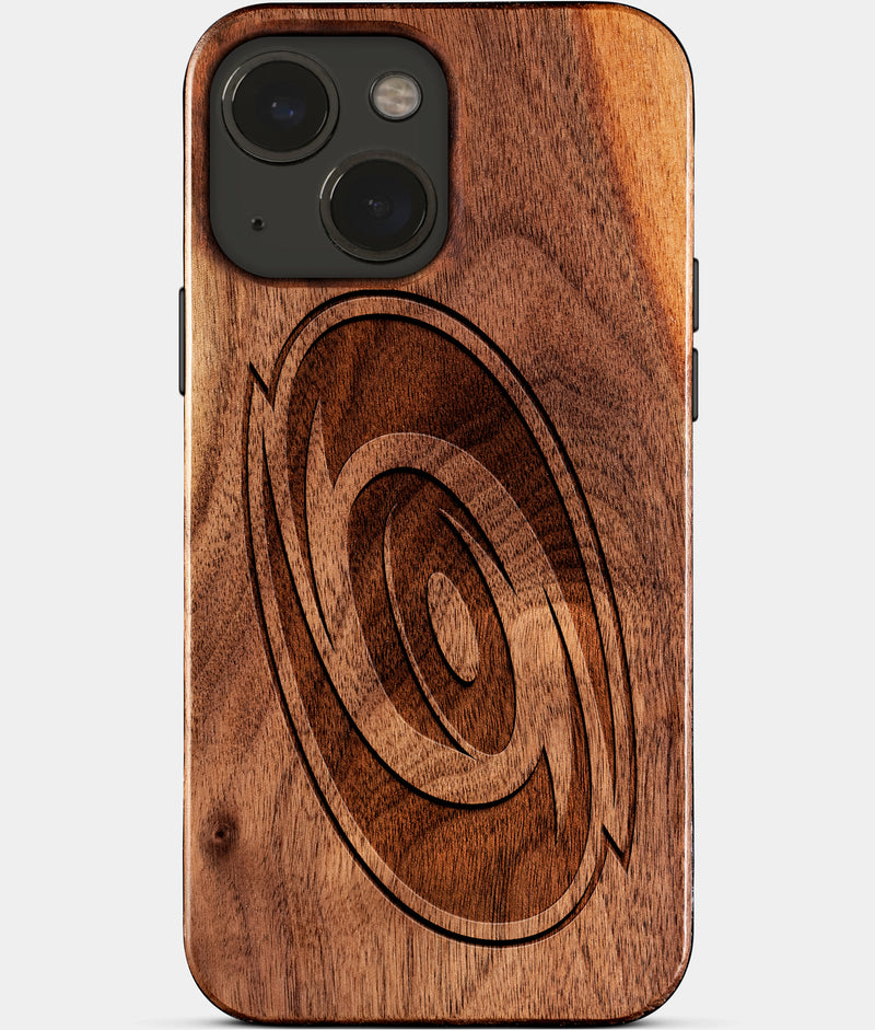 Eco-friendly Carolina Hurricanes iPhone 15 Case - Carved Wood Custom Carolina Hurricanes Gift For Him - Monogrammed Personalized iPhone 15 Cover By Engraved In Nature