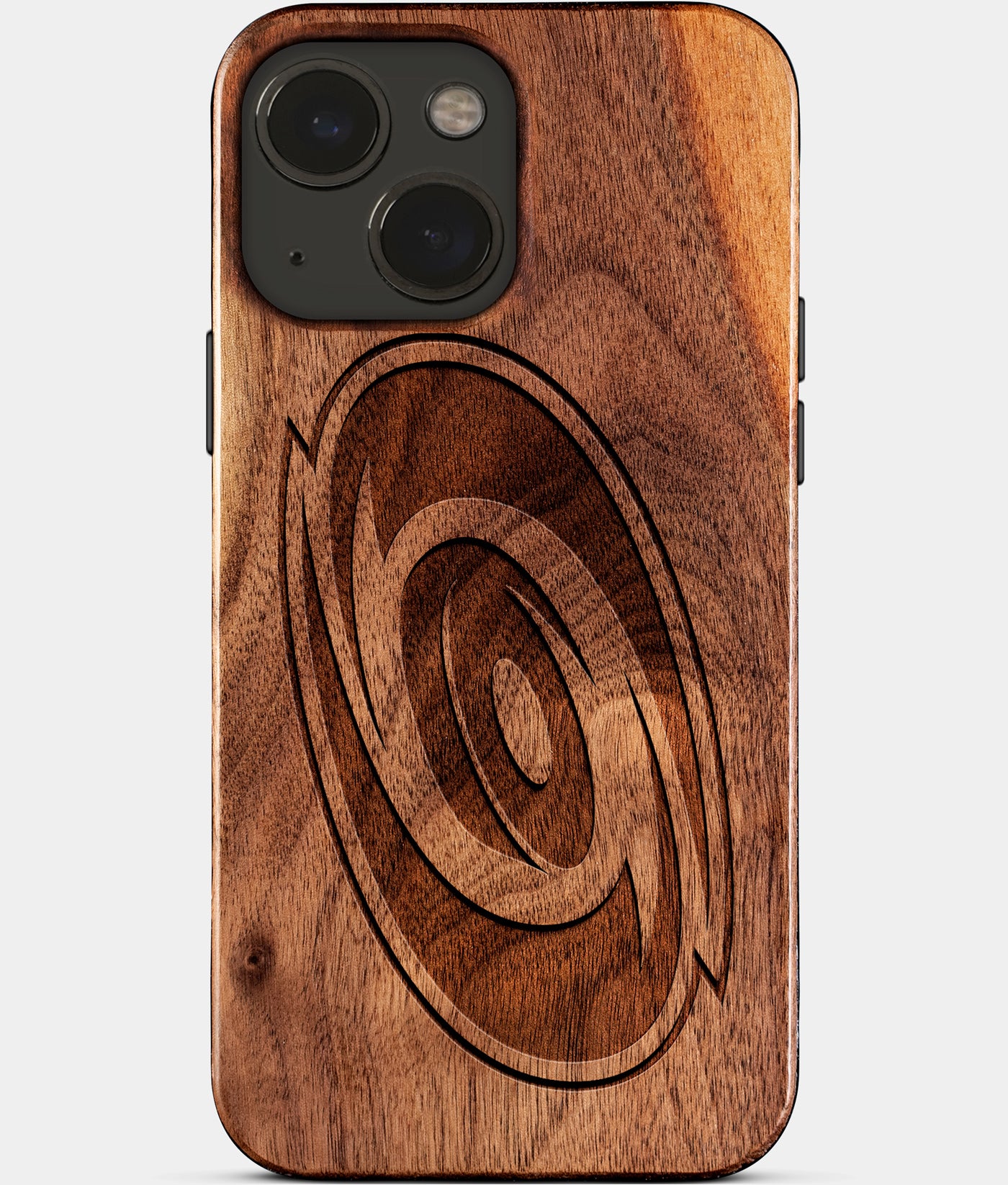 Eco-friendly Carolina Hurricanes iPhone 15 Plus Case - Carved Wood Custom Carolina Hurricanes Gift For Him - Monogrammed Personalized iPhone 15 Plus Cover By Engraved In Nature