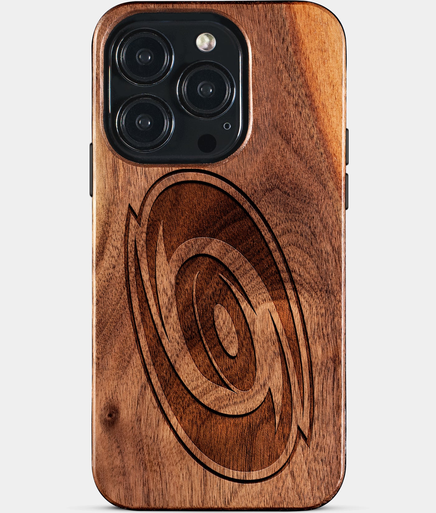 Eco-friendly Carolina Hurricanes iPhone 15 Pro Case - Carved Wood Custom Carolina Hurricanes Gift For Him - Monogrammed Personalized iPhone 15 Pro Cover By Engraved In Nature