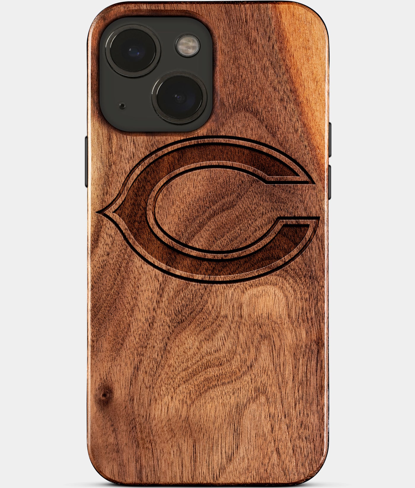 Eco-friendly Chicago Bears iPhone 15 Plus Case - Carved Wood Custom Chicago Bears Gift For Him - Monogrammed Personalized iPhone 15 Plus Cover By Engraved In Nature