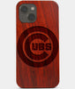 Carved Wood Chicago Cubs iPhone 13 Case | Custom Chicago Cubs Gift, Birthday Gift | Personalized Mahogany Wood Cover, Gifts For Him, Monogrammed Gift For Fan | by Engraved In Nature