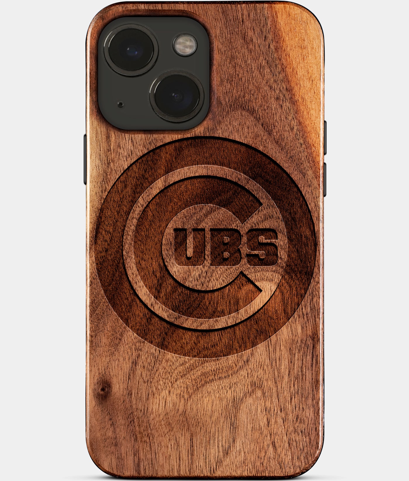 Eco-friendly Chicago Cubs iPhone 15 Case - Carved Wood Custom Chicago Cubs Gift For Him - Monogrammed Personalized iPhone 15 Cover By Engraved In Nature