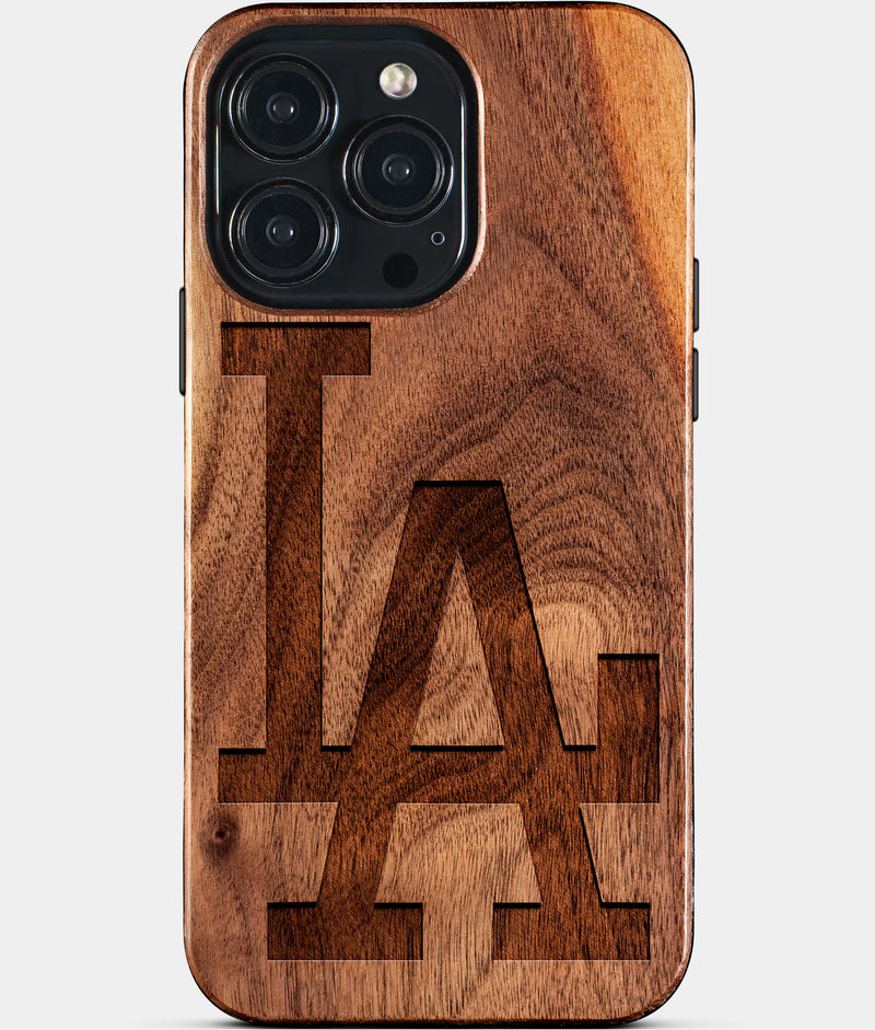 Eco-friendly Classic Los Angeles Dodgers iPhone 15 Pro Max Case - Carved Wood Custom Los Angeles Dodgers Gift For Him - Monogrammed Personalized iPhone 15 Pro Max Cover By Engraved In Nature