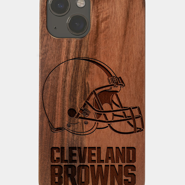 Wood Cleveland Browns iPhone 13 Pro Max Case | Custom Cleveland Browns Gift  | Walnut Wood Cover