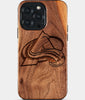 Eco-friendly Colorado Avalanche iPhone 15 Pro Max Case - Carved Wood Custom Colorado Avalanche Gift For Him - Monogrammed Personalized iPhone 15 Pro Max Cover By Engraved In Nature