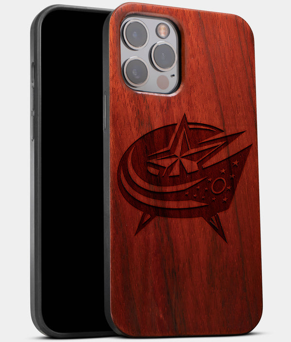 Best Wood Columbus Blue Jackets iPhone 13 Pro Max Case | Custom Columbus Blue Jackets Gift | Mahogany Wood Cover - Engraved In Nature