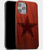 Best Wood Dallas Cowboys iPhone 13 Pro Max Case | Custom Dallas Cowboys Gift | Mahogany Wood Cover - Engraved In Nature