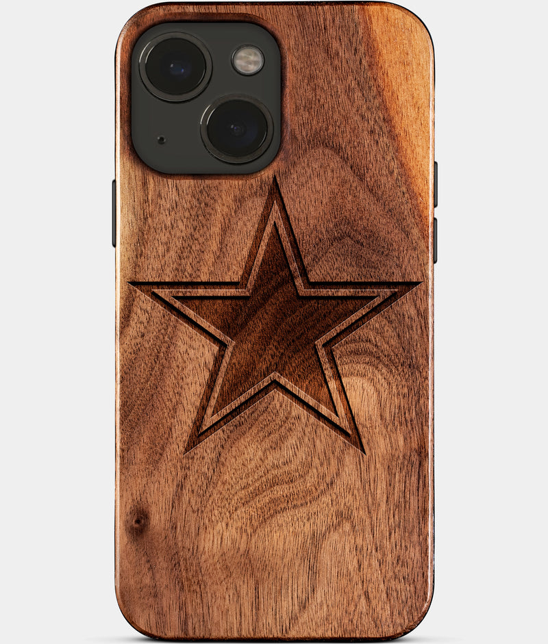 Eco-friendly Dallas Cowboys iPhone 15 Plus Case - Carved Wood Custom Dallas Cowboys Gift For Him - Monogrammed Personalized iPhone 15 Plus Cover By Engraved In Nature