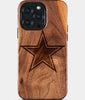 Eco-friendly Dallas Cowboys iPhone 15 Pro Max Case - Carved Wood Custom Dallas Cowboys Gift For Him - Monogrammed Personalized iPhone 15 Pro Max Cover By Engraved In Nature